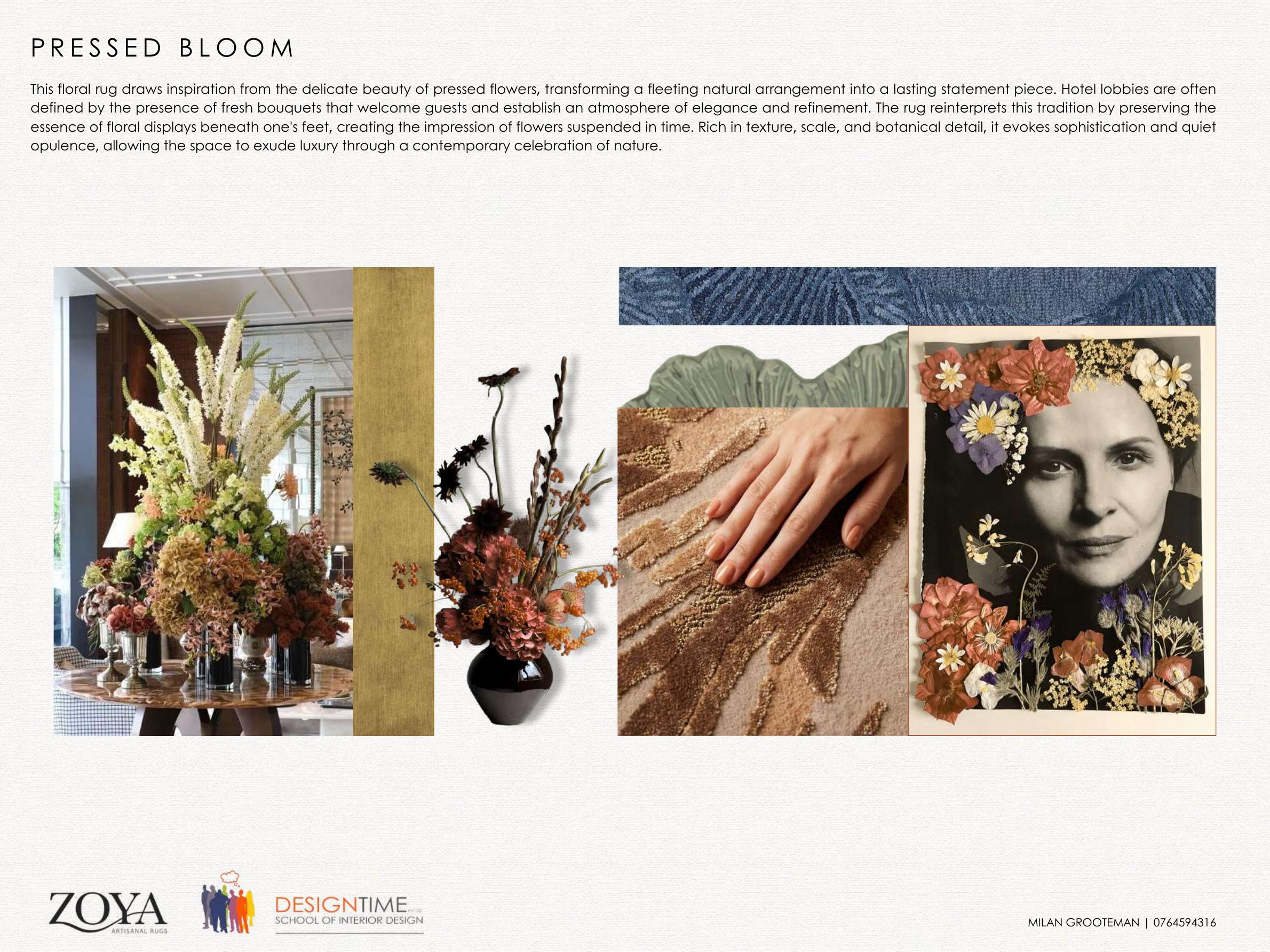 Pressed Bloom rug design by Milan Grooteman, botanical forms inspired by pressed flowers