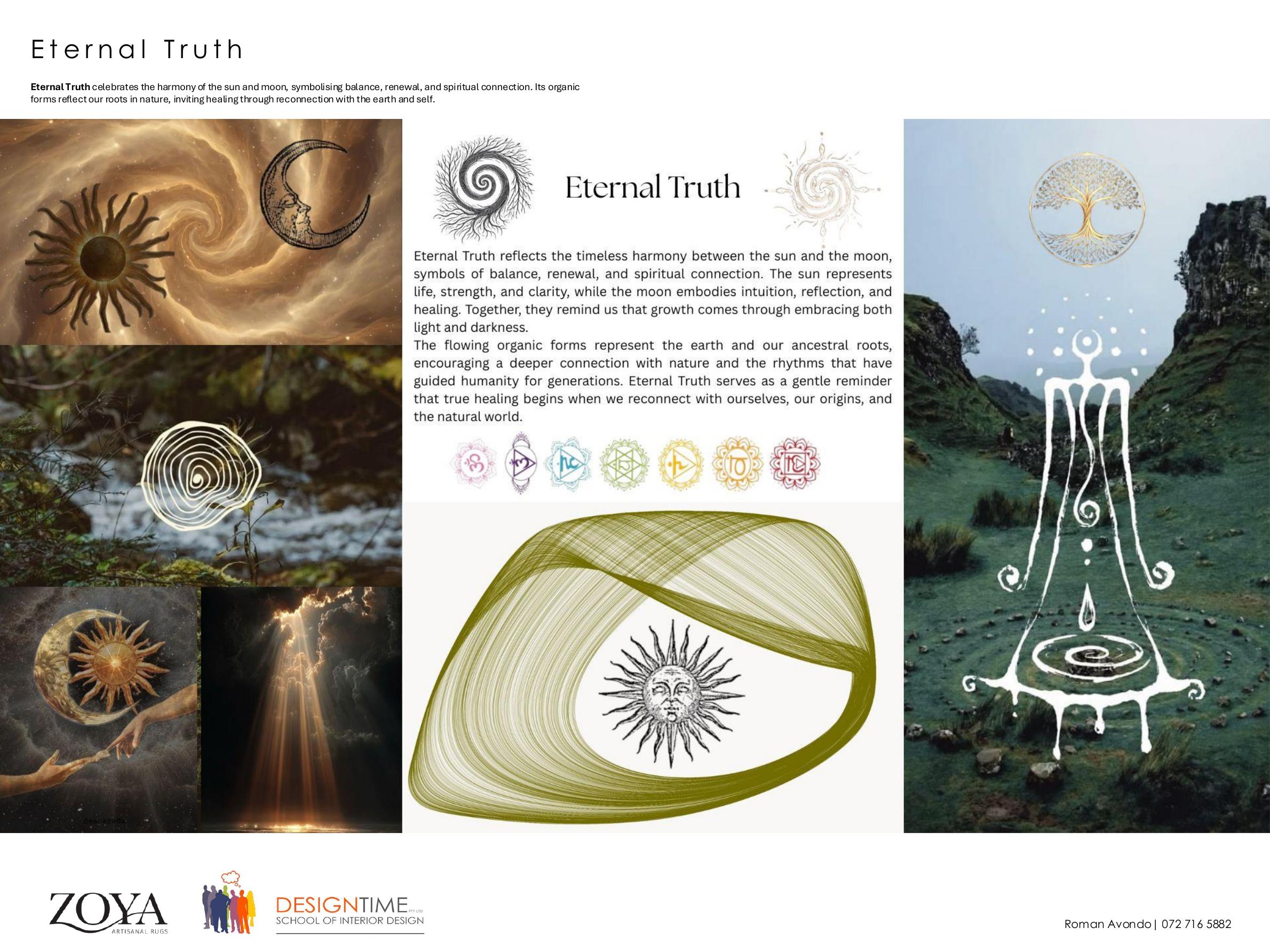Eternal Truth rug design by Roman Avondo, organic sun and moon forms