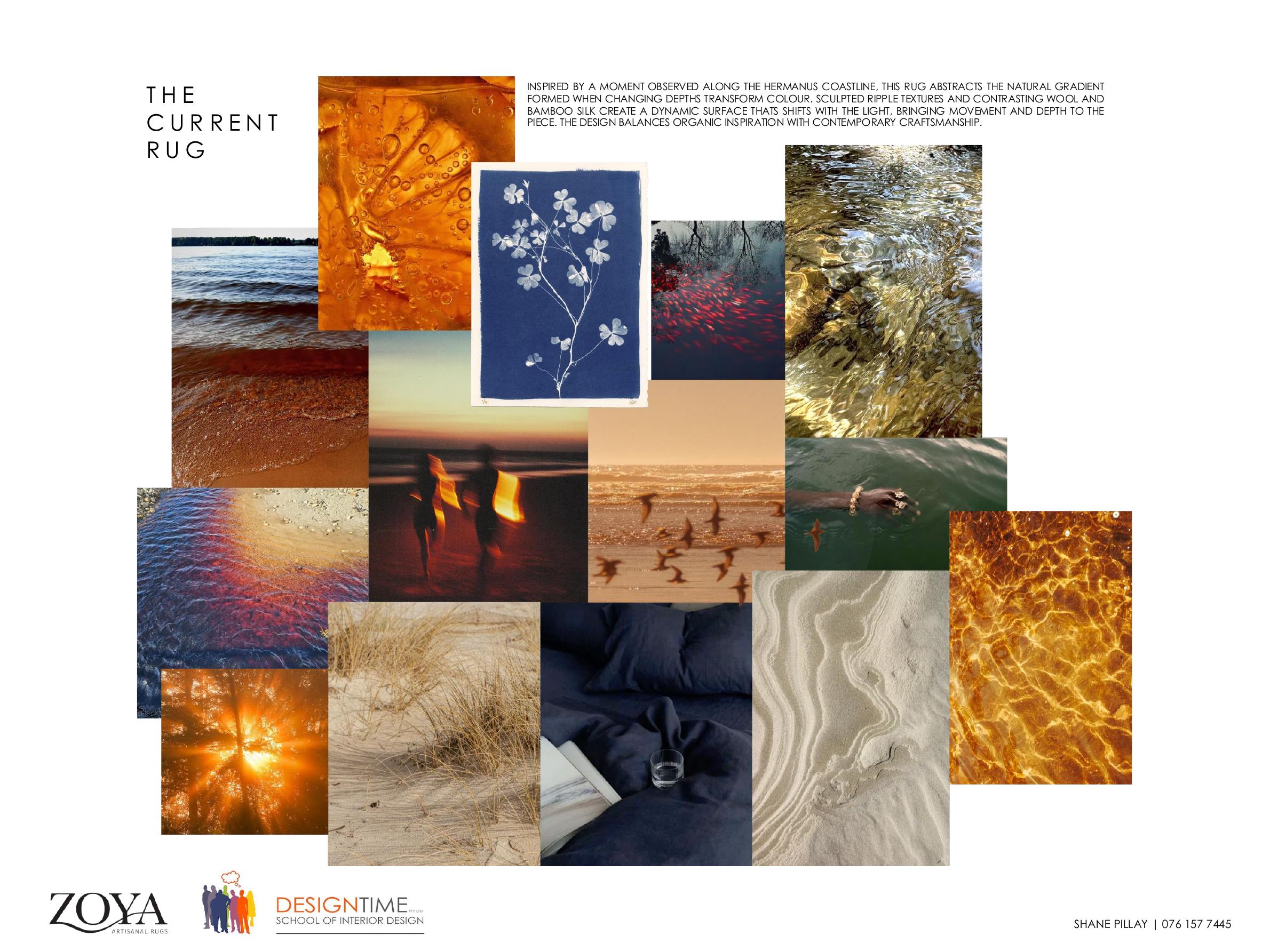 The Current rug design by Shane Pillay, rippled gradient inspired by the Hermanus coastline