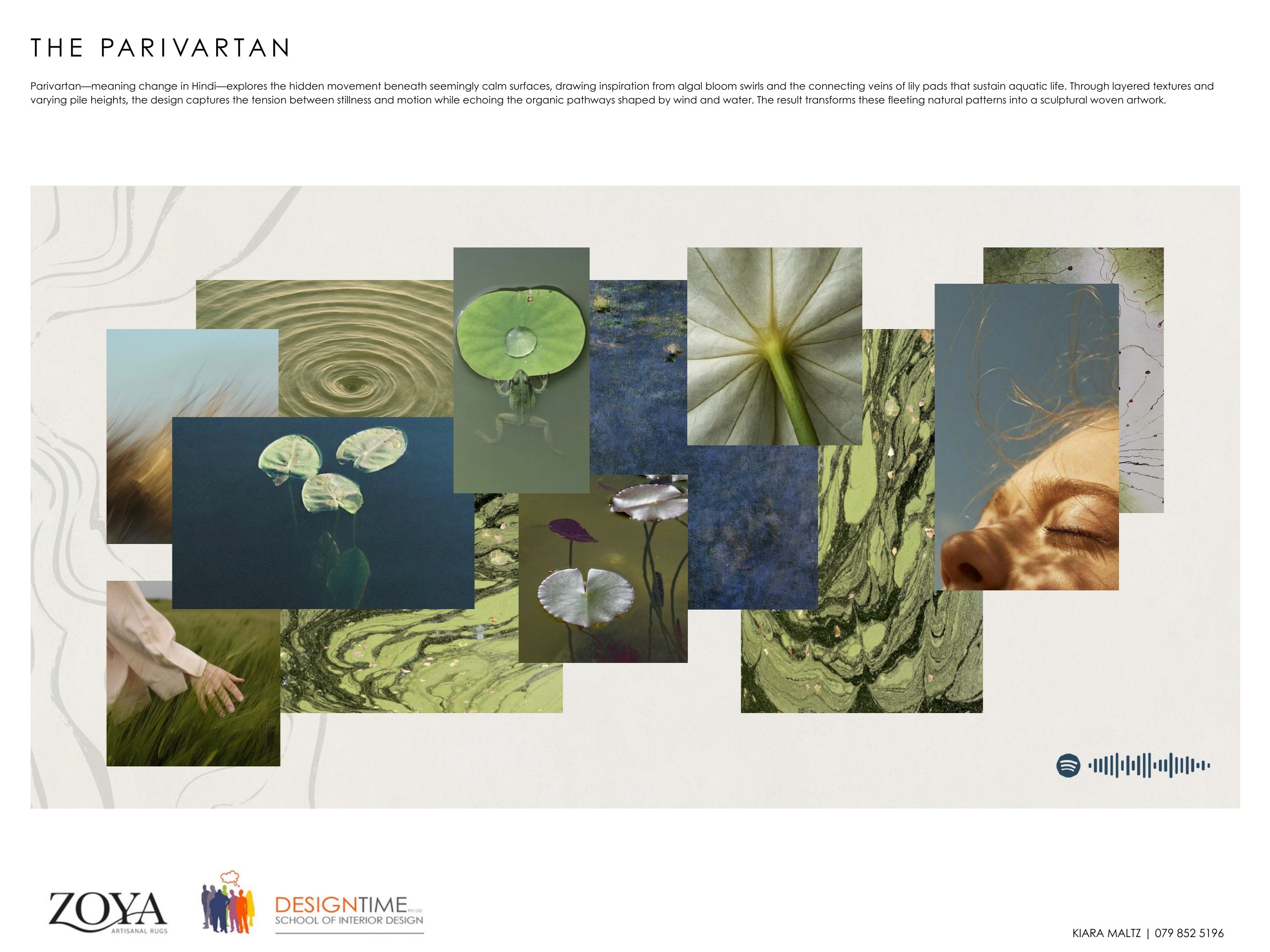 The Parivartan rug design by Kiara Maltz, inspired by algal bloom swirls and lily pad veins