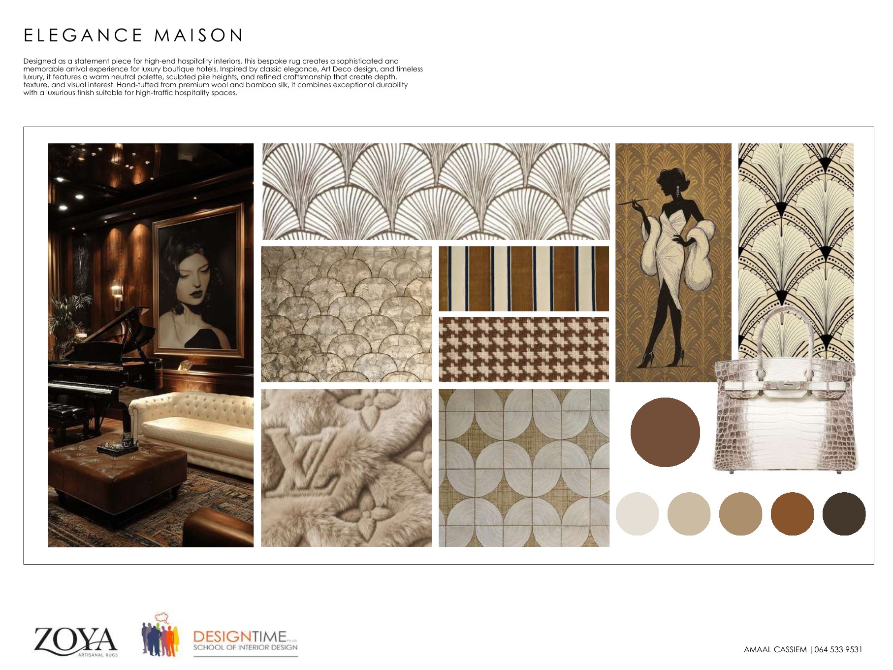 Elegance Maison rug design by Amaal Cassiem, inspired by Art Deco hospitality interiors