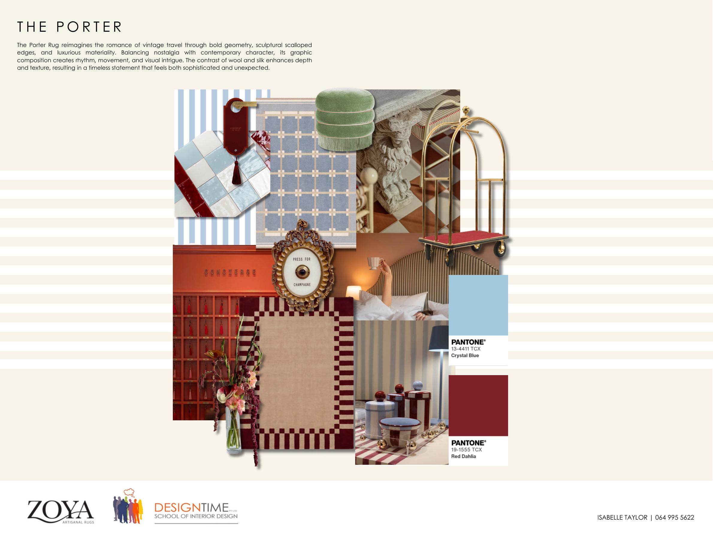 The Porter rug design by Isabelle Taylor, bold geometry with sculptural scalloped edges