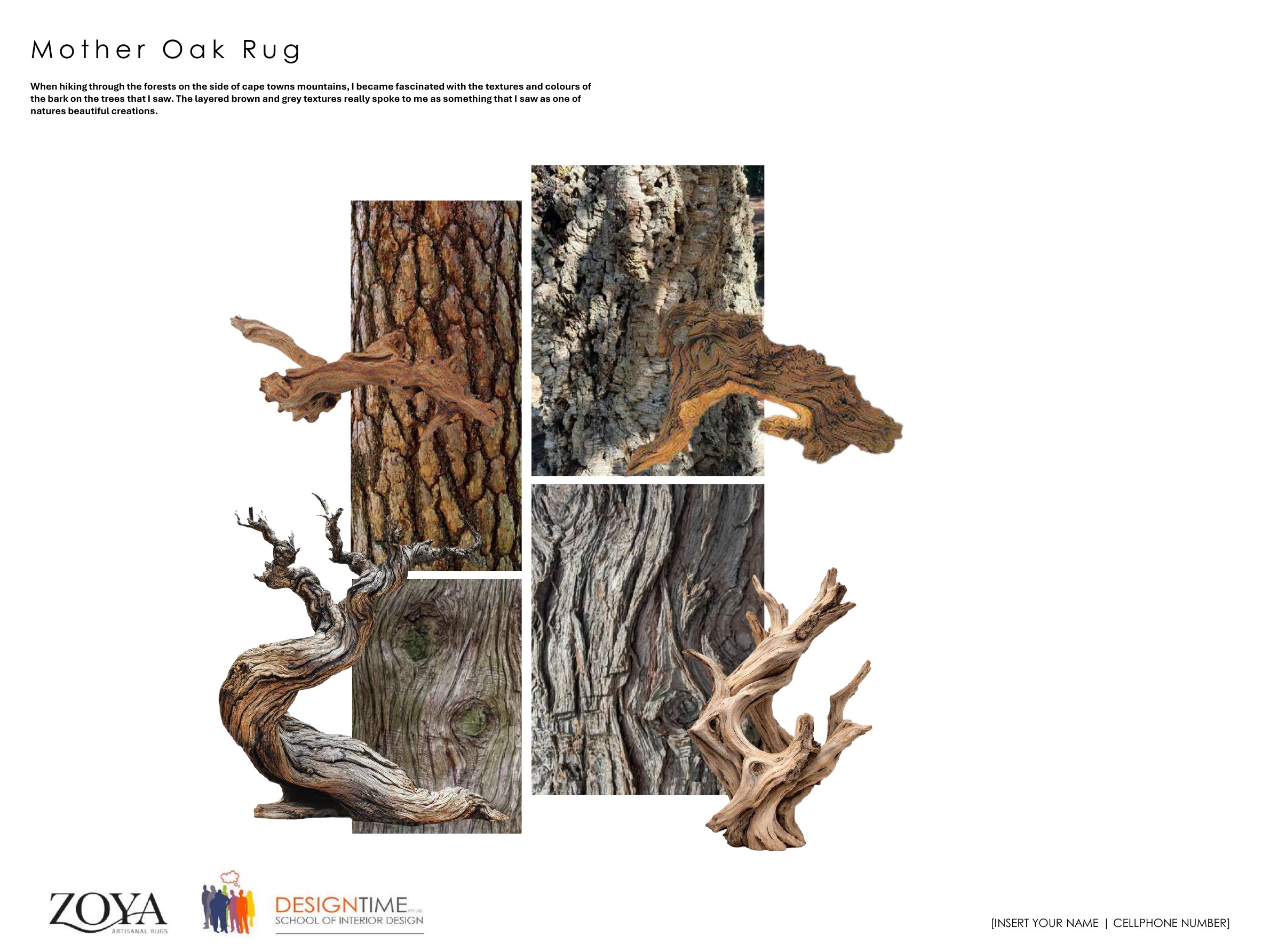 Mother Oak rug design by Thomas Votin, inspired by layered tree bark textures