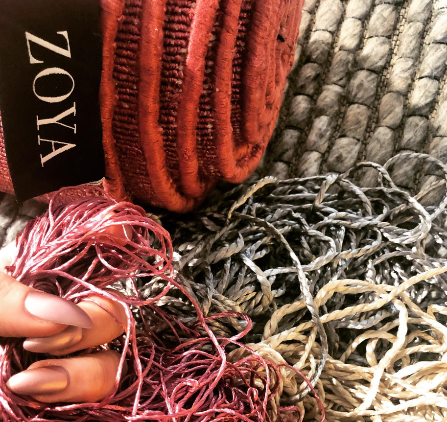 Natural yarn and wool fibres selected for bespoke Zoya rugs