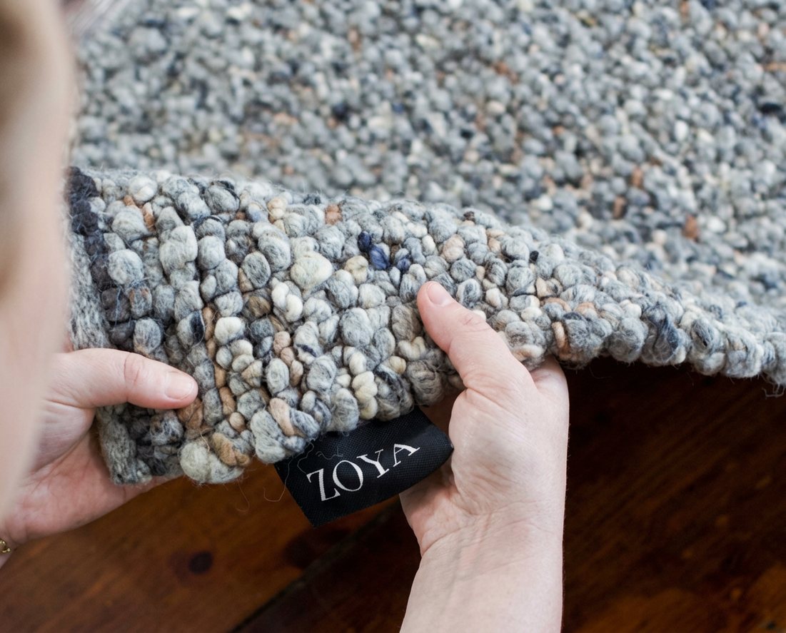 Zoya rug texture being shown in a studio